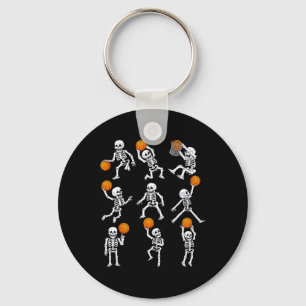 Halloween Basketball Skeletons Dunking Dribble Boy Key Ring