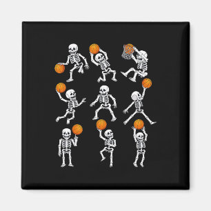 Halloween Basketball Skeletons Dunking Dribble Boy Magnet