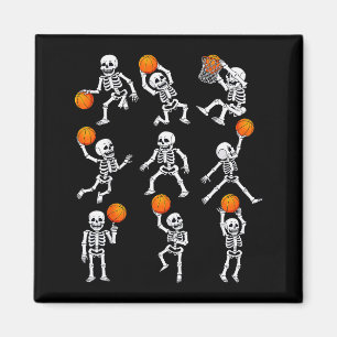 Halloween Basketball Skeletons Dunking Dribble Boy Magnet