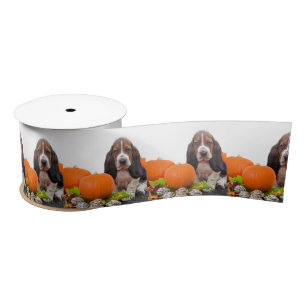 Halloween Basset hound 3" satin ribbon