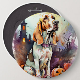 Halloween Basset Hound With Pumpkins Scary 6 Cm Round Badge