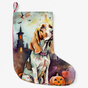 Halloween Basset Hound With Pumpkins Scary Small Christmas Stocking