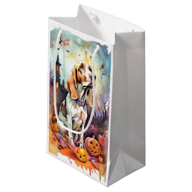 Halloween Basset Hound With Pumpkins Scary  Small Gift Bag (Front Angled)