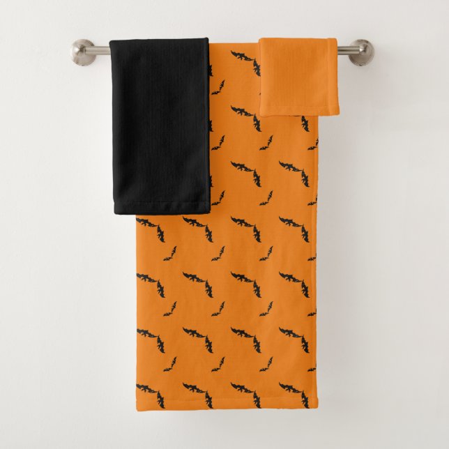 Halloween/bat   bath towel set (Insitu)