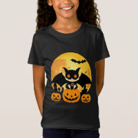 Halloween Bat Character Pumpkin Scene Style