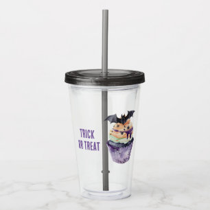 Halloween Bat Cupcake Acrylic Tumbler