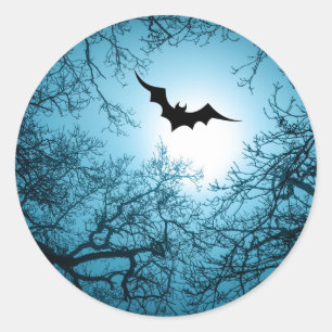 Halloween bat dark night customisable classic round sticker