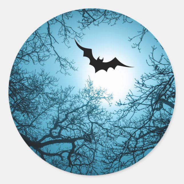 Halloween bat dark night customisable  classic round sticker (Front)