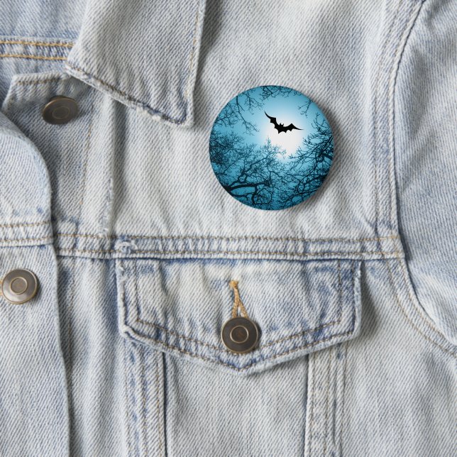 Halloween bat dark night customizable classic  6 cm round badge (In Situ)