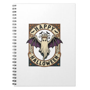 Halloween Bat Ghost Vintage Engraving Shirt_1 Notebook