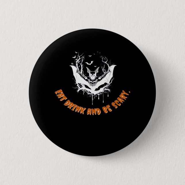 Halloween Bat Hanging For The Essential 6 Cm Round Badge (Front)