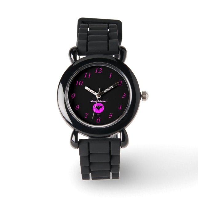 Halloween Bat Kids Silver Glitter Watch (Front)