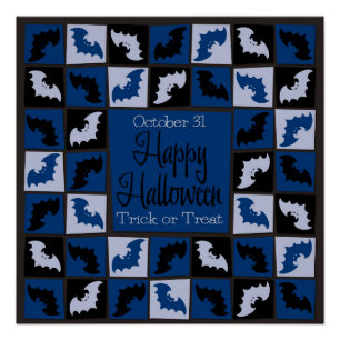 Halloween bat mosaic poster
