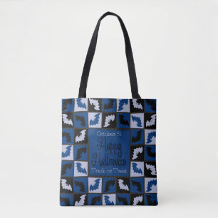Halloween bat mosaic tote bag