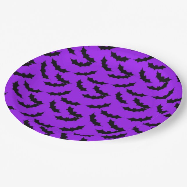 Halloween Bat pattern party paper plate (Angled)