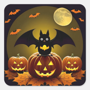 Halloween Bat Pumpkin Sticker For Laptop Decor