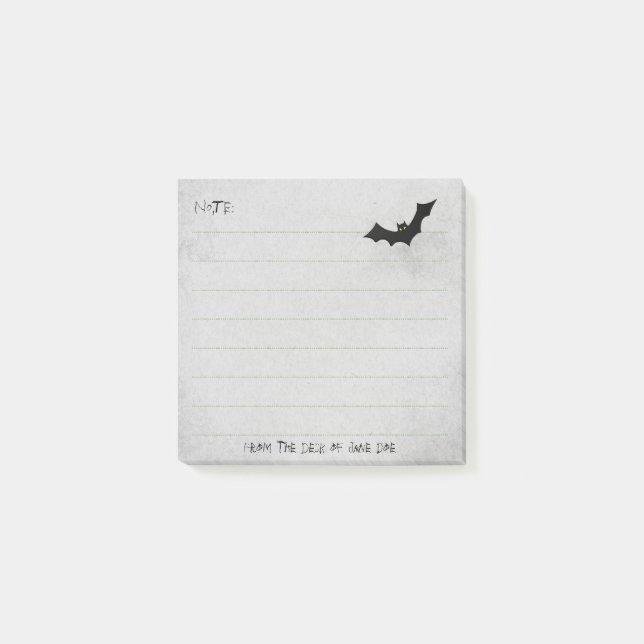 Halloween Bat Silhouette -  Grey - Lined Post-it Notes (Front)