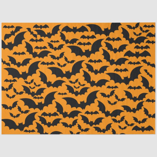Halloween Bat Swarm Tissue Paper – Orange Spooky (Front)