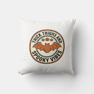 Halloween Bat Thick Thighs Spooky Vibes Vintage_1 Cushion