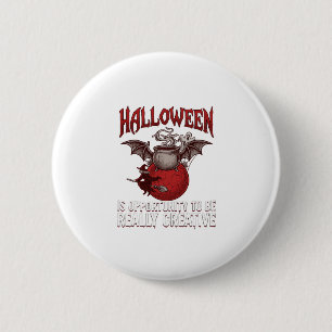 Halloween Bat Winged Cauldron Flying Witch Ghost 6 Cm Round Badge