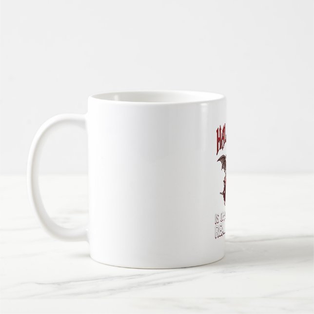 Halloween Bat Winged Cauldron Flying Witch Ghost Coffee Mug (Left)