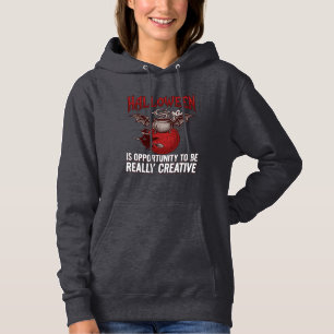 Halloween Bat Winged Cauldron Flying Witch Ghost Hoodie