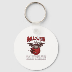 Halloween Bat Winged Cauldron Flying Witch Ghost Key Ring
