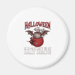 Halloween Bat Winged Cauldron Flying Witch Ghost Magnet