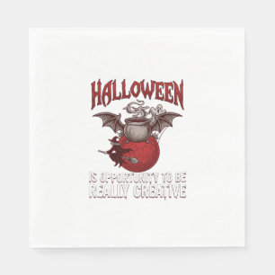 Halloween Bat Winged Cauldron Flying Witch Ghost Napkin