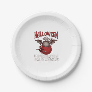 Halloween Bat Winged Cauldron Flying Witch Ghost Paper Plate