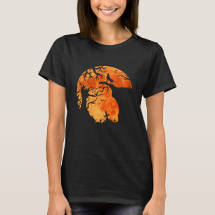 Halloween Bats and Black Wolf Howling Moon T-Shirt