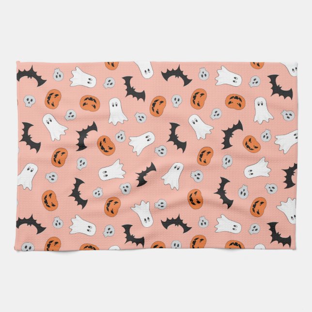 Halloween Bats and Ghost design Tea Towel (Horizontal)