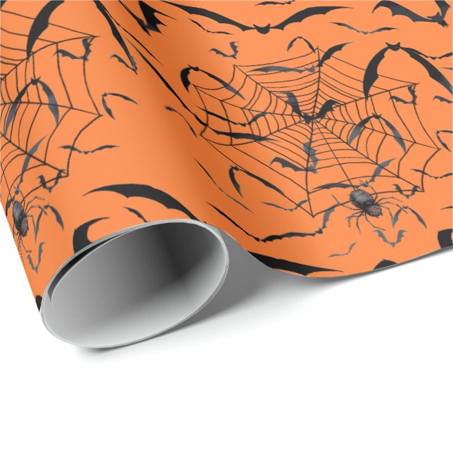 Halloween Bats and Spiders Wrapping Paper (Roll Corner)