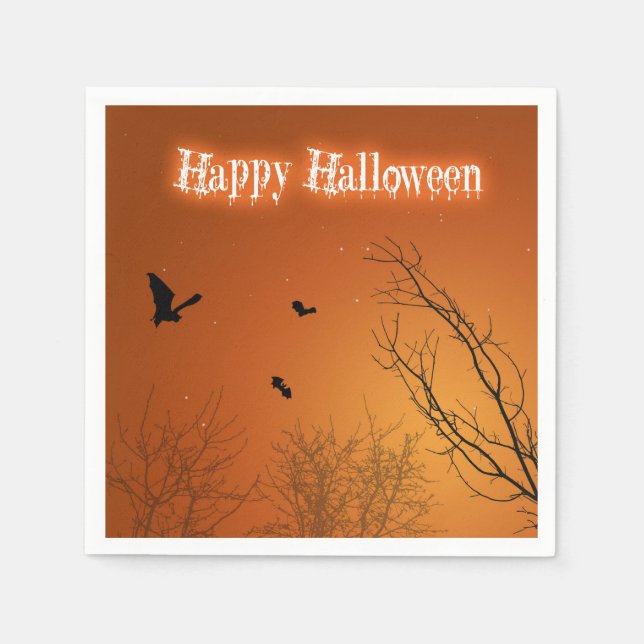 Halloween Bats and Trees Napkin (Front)