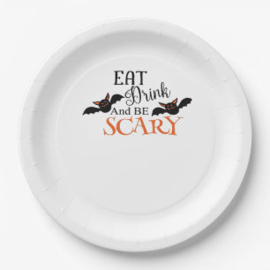Halloween Bats Be Scary Funny Meme Paper Plate
