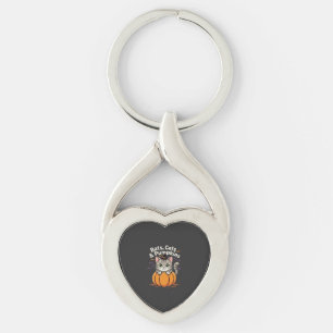 Halloween Bats Cats and Pumpkins Cute Kitten Desig Key Ring