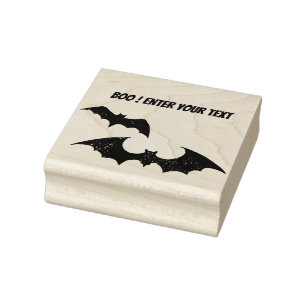 Halloween bats comics custom text rubber stamp