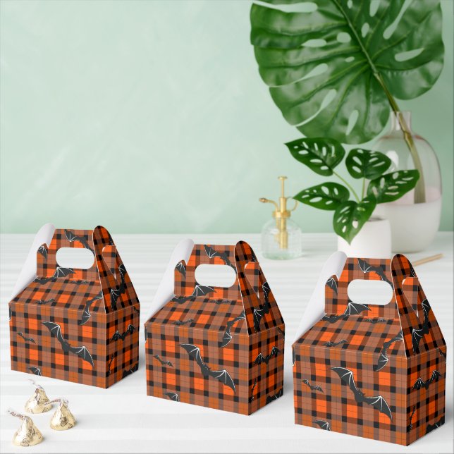 Halloween Bats On Plaid Favour Box (Multiple)