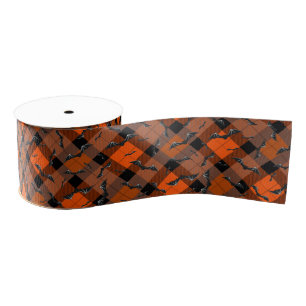 Halloween Bats On Plaid Grosgrain Ribbon