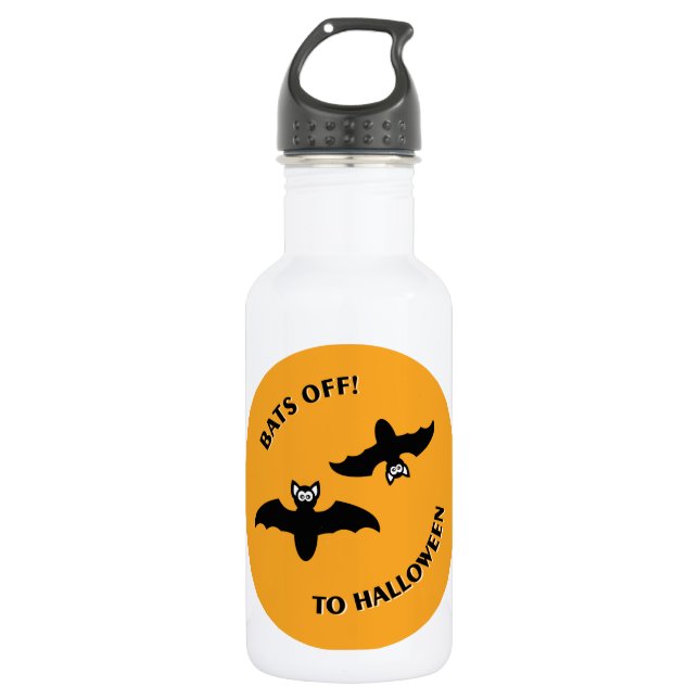 Halloween Bats Orange 532 Ml Water Bottle (Front)