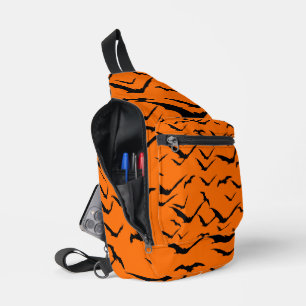 Halloween Bats Orange Black Sling Bag