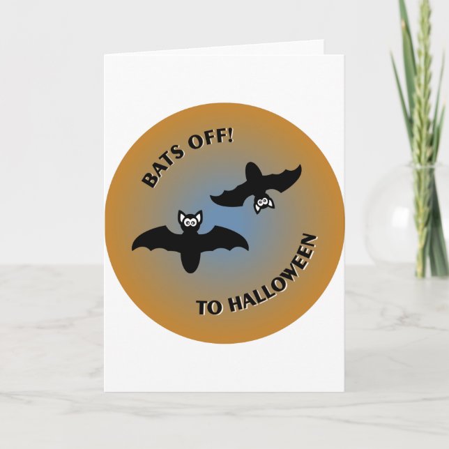 Halloween Bats Orange Blue Card (Front)