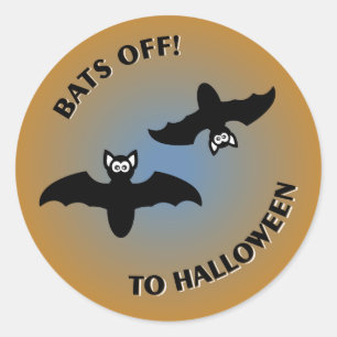 Halloween Bats Orange Blue Classic Round Sticker