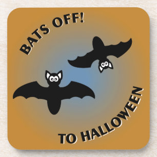Halloween Bats Orange Blue Coaster