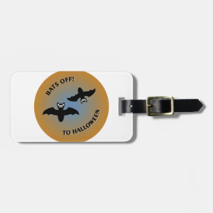 Halloween Bats Orange Blue Luggage Tag