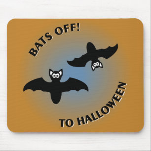 Halloween Bats Orange Blue Mouse Pad