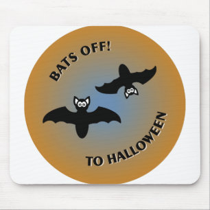 Halloween Bats Orange Blue Mouse Pad