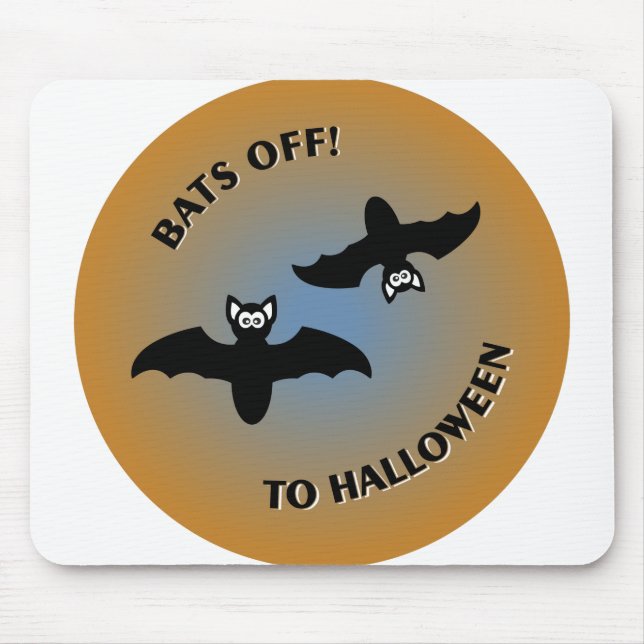 Halloween Bats Orange Blue Mouse Pad (Front)