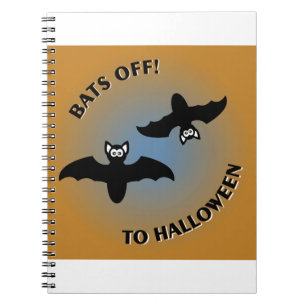 Halloween Bats Orange Blue Notebook