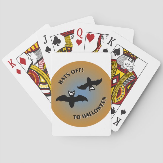 Halloween Bats Orange Blue Playing Cards (Back)